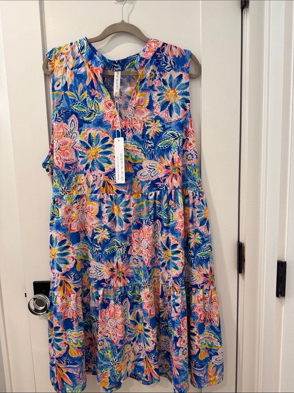 Sleeveless Floral Tiered Casual Dress in Blue